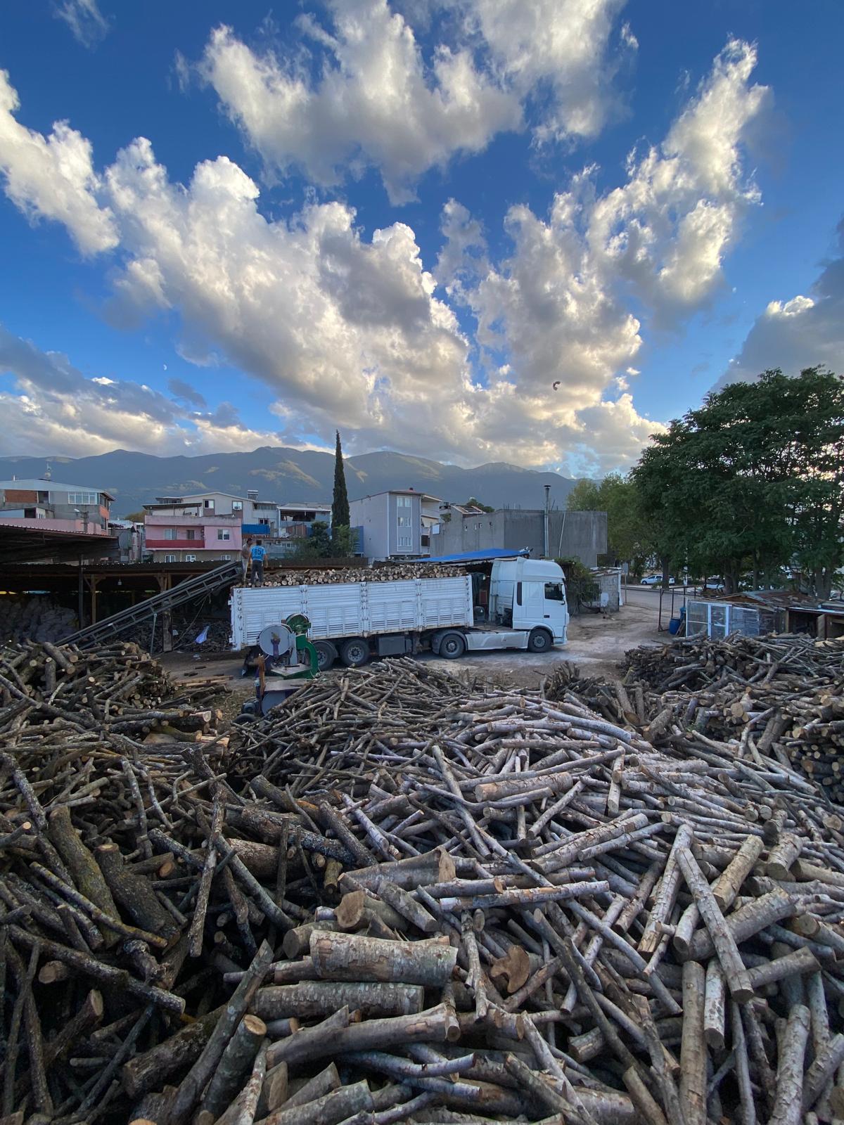 Odunların Tıra yüklenmesi.